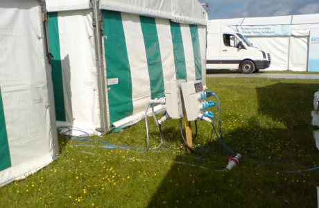 Temporary power distribution beside a marquee